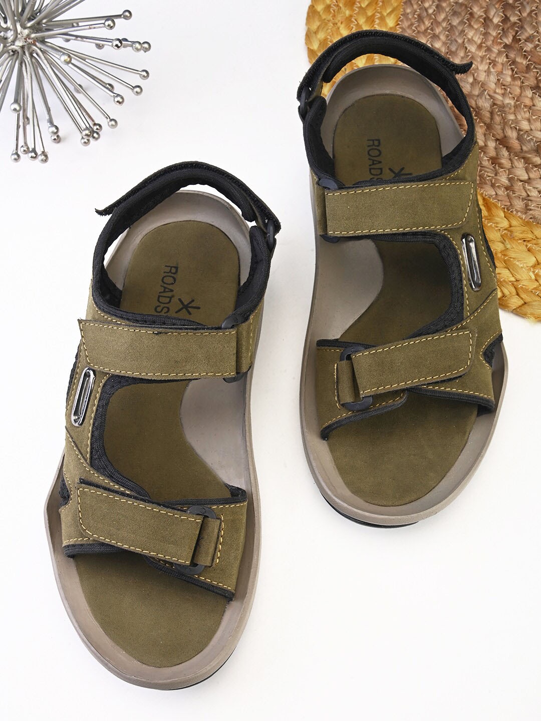 

The Roadster Lifestyle Co. Men Velcro Sports Sandals, Olive