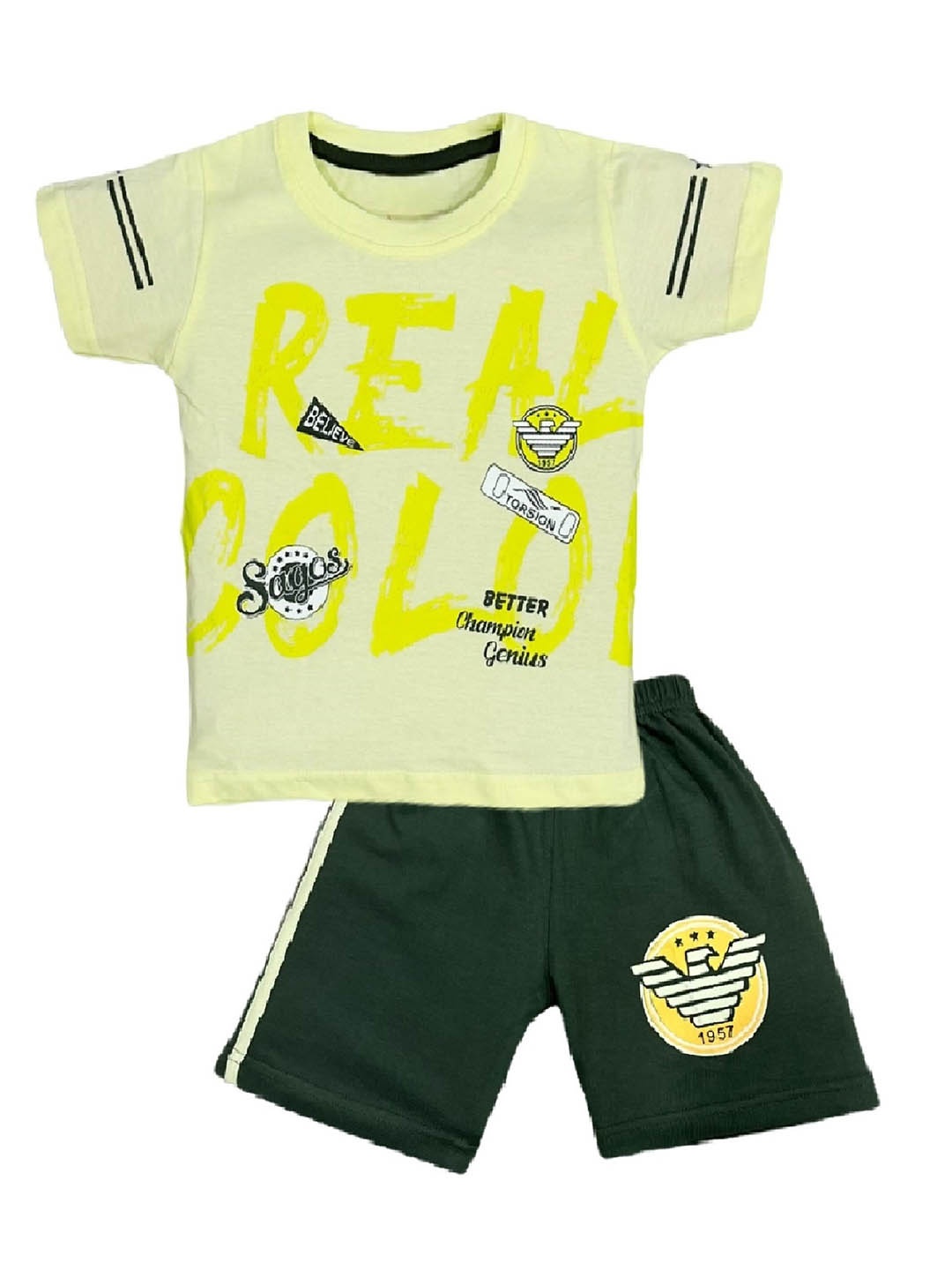 

BAESD Infants Printed Pure Cotton T-shirt with Shorts, Yellow