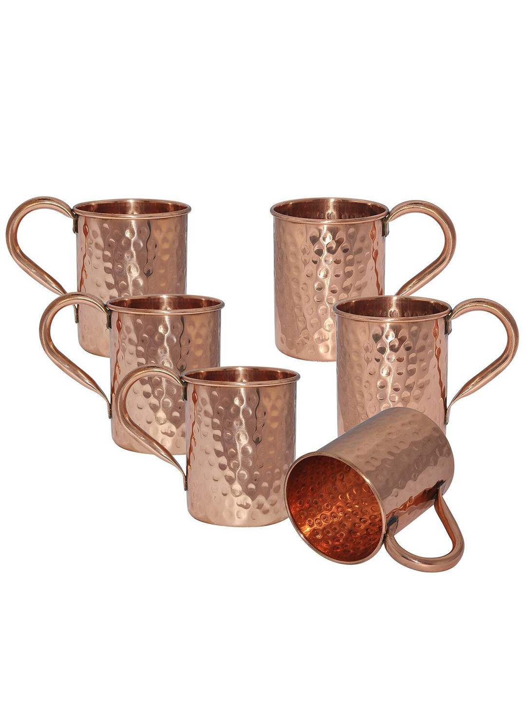 

PRISHA INDIA CRAFT Brown 6 Pieces Copper Mug Set