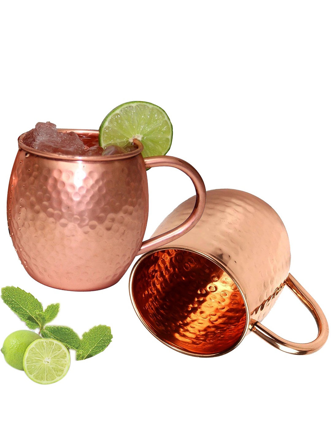 

PRISHA INDIA CRAFT Gold Toned 2 Pieces Textured Copper Juice Glass 520 ML Each