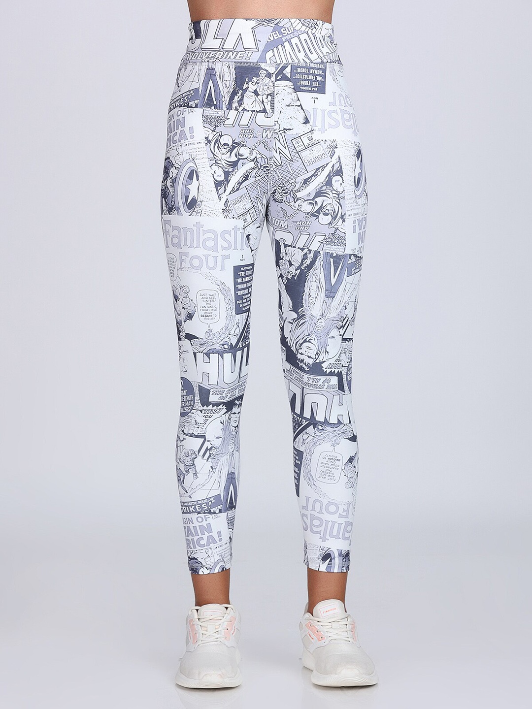 

Apraa & Parma Women Printed Ankle-Length Dry Fit Yoga Tights, White