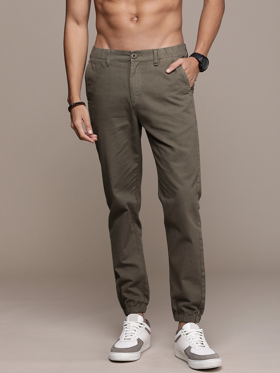 

Roadster Men Relaxed Fit Pure Cotton Joggers, Grey