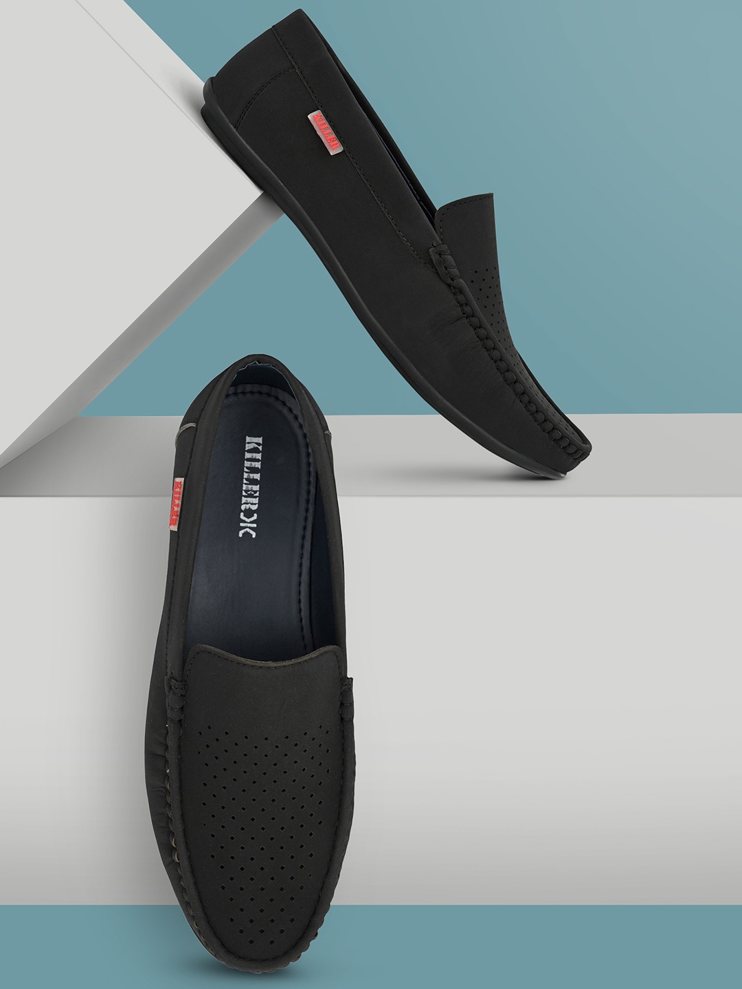 

Killer Men Perforations Lightweight Slip On Loafers, Black