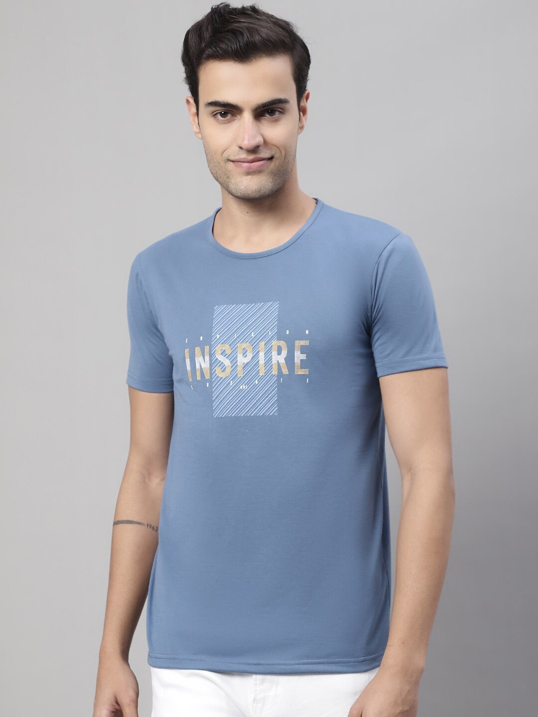 

MACK JONNEY Typography Printed Cotton T-shirt, Blue