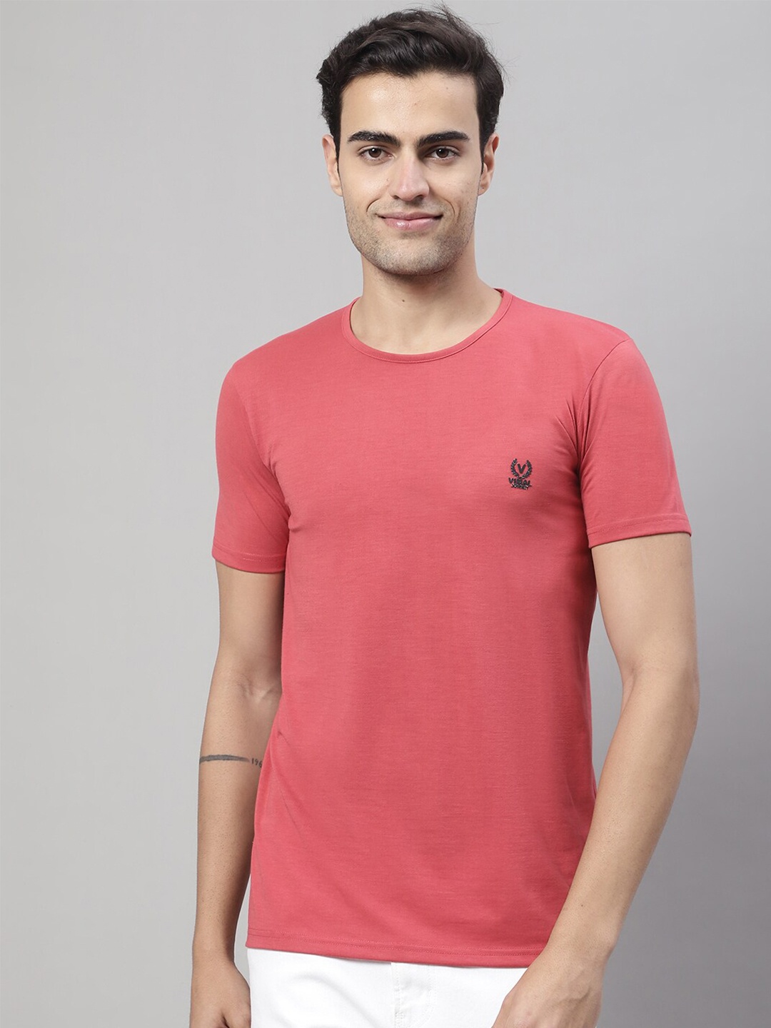 

VIMAL JONNEY Round Neck Cotton Casual T-shirt, Pink