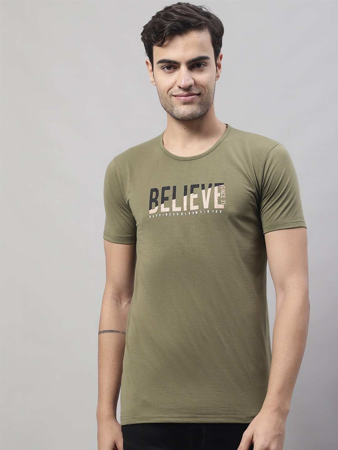 

MACK JONNEY Typography Printed Cotton T-shirt, Green