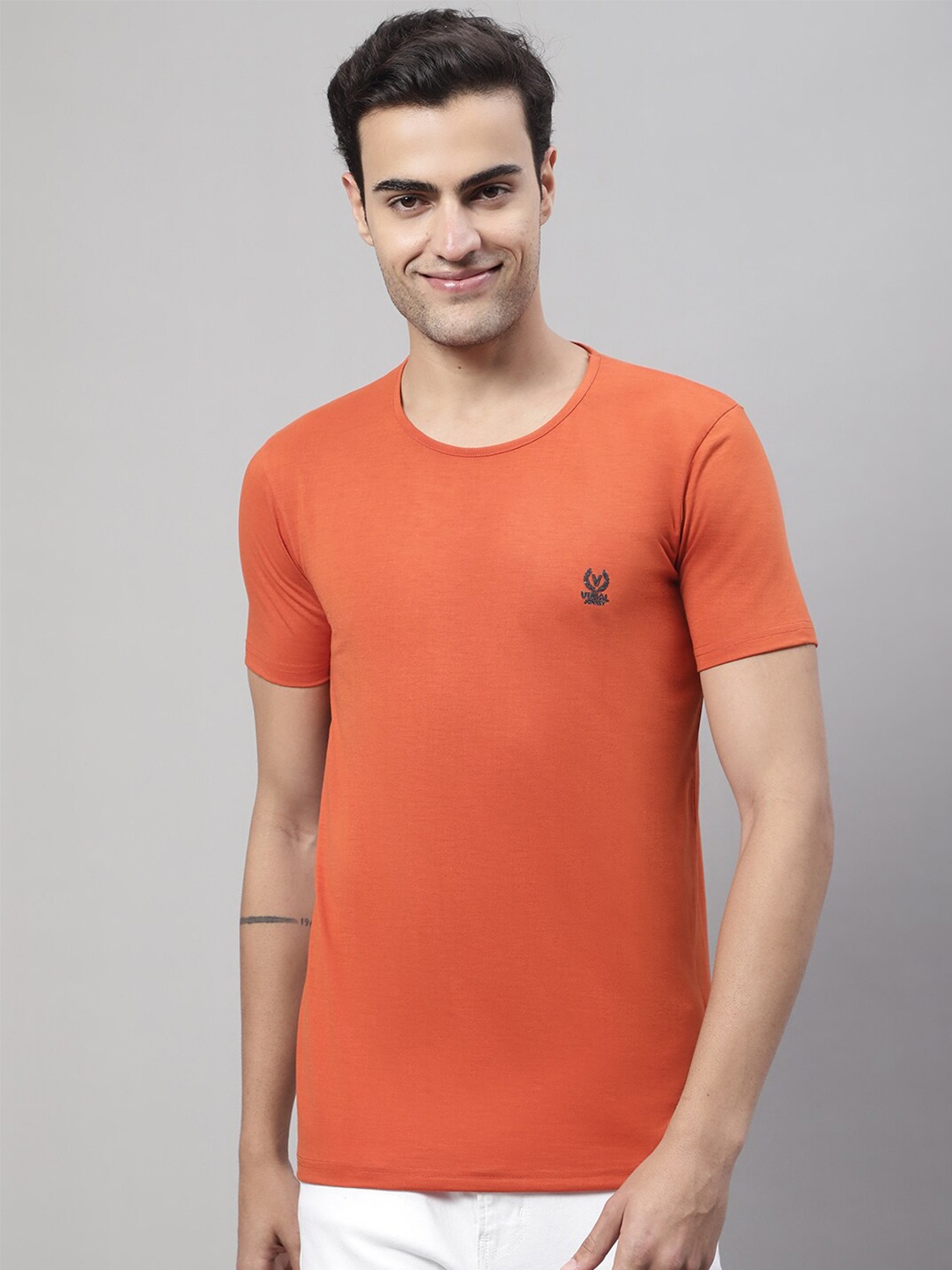 

MACK JONNEY Round Neck Cotton T-shirt, Orange