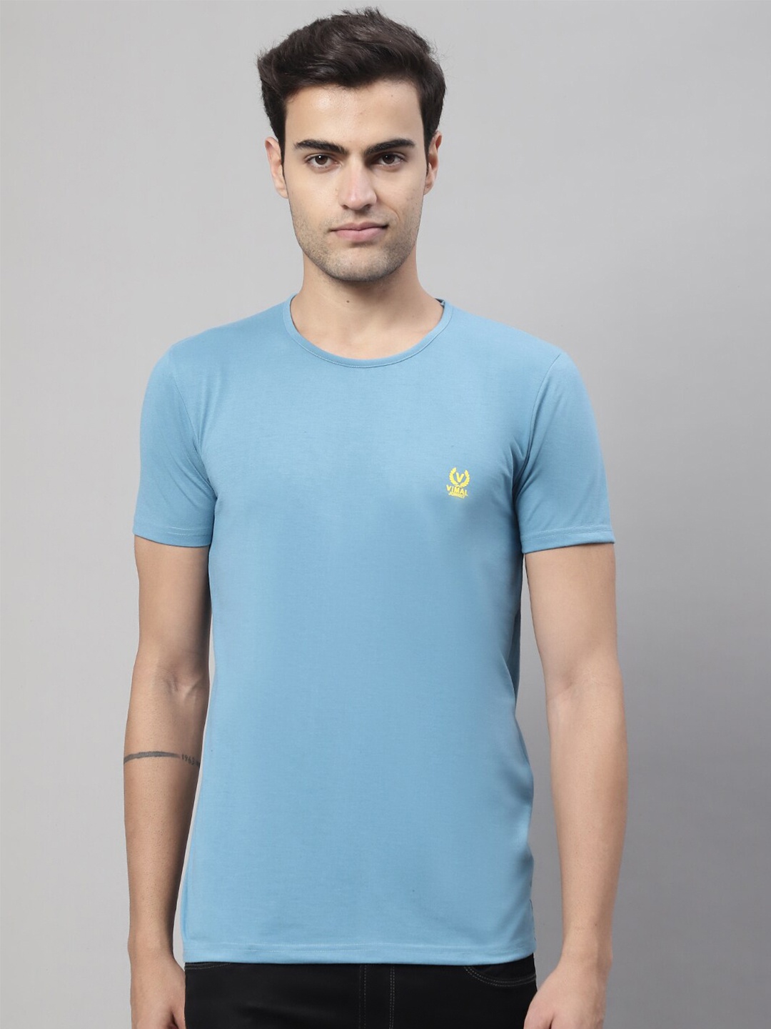 

MACK JONNEY Round Neck Cotton T-shirt, Blue