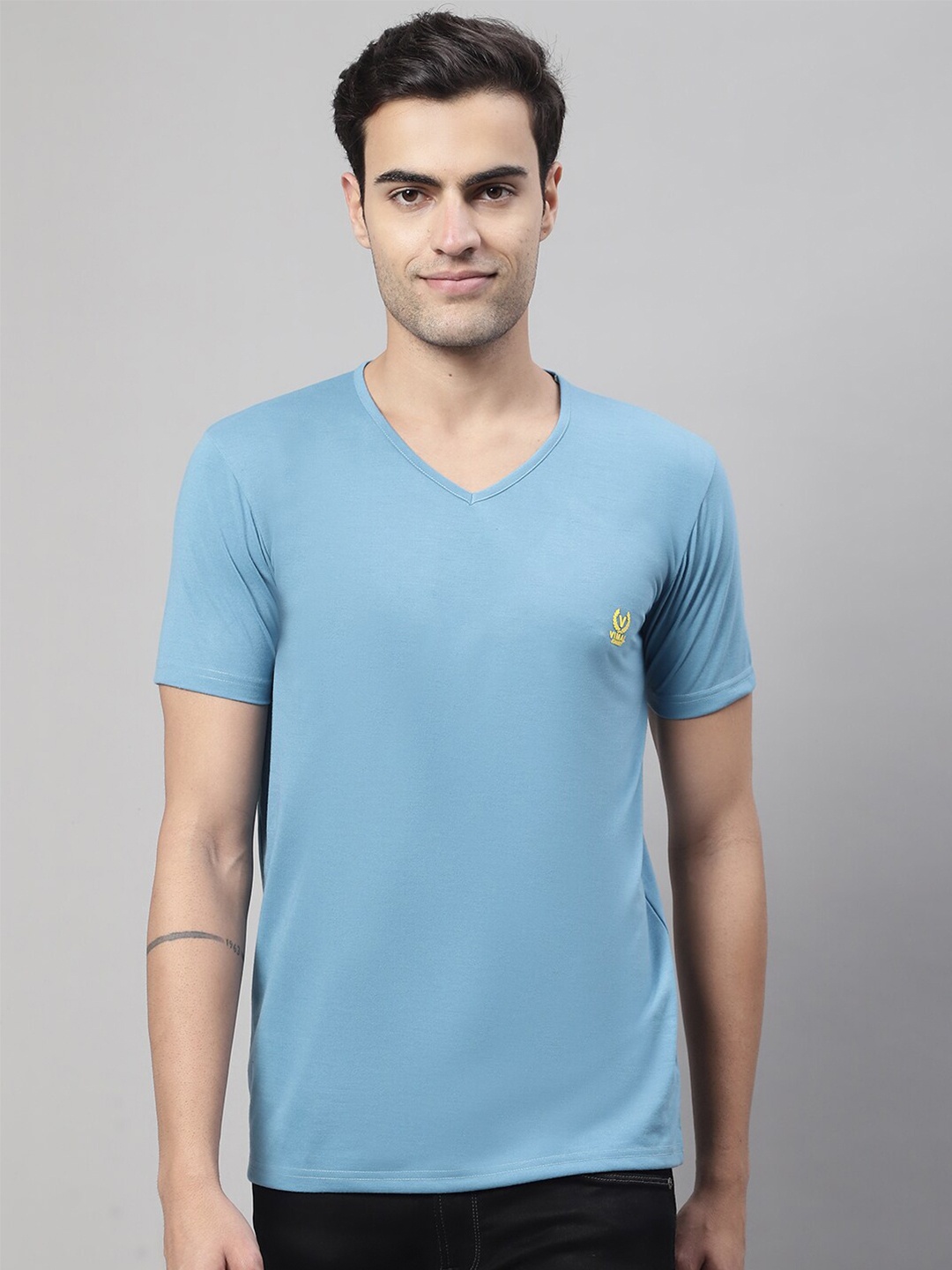 

VIMAL JONNEY V-Neck Cotton T-shirt, Blue