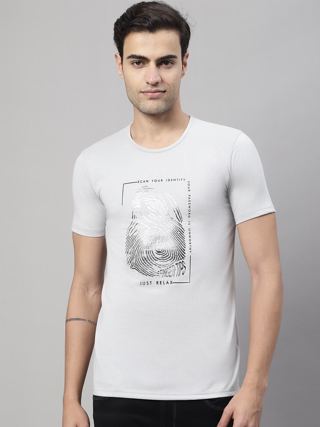 

MACK JONNEY Graphic Printed Cotton T-shirt, Grey