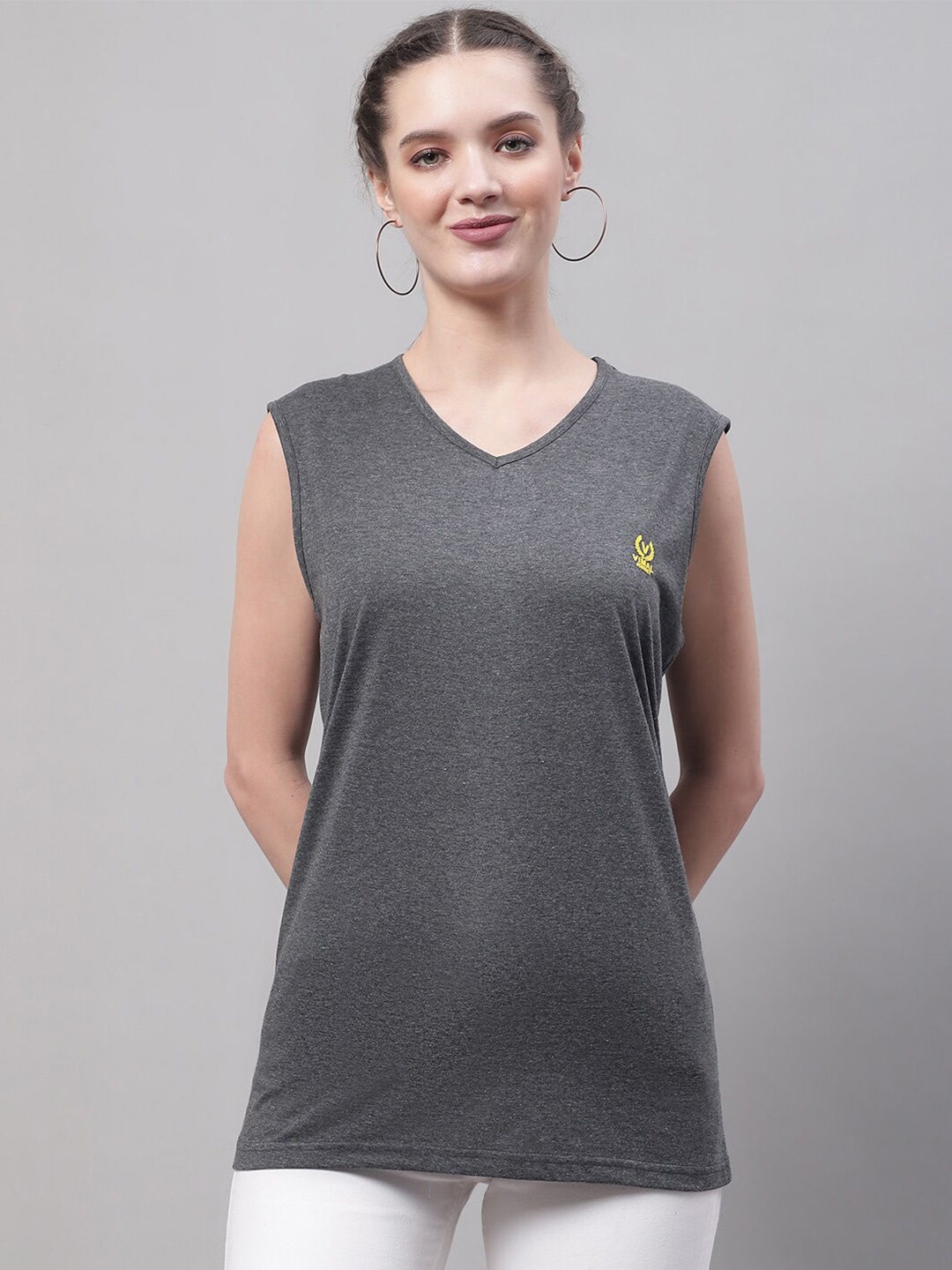 

MACK JONNEY V-Neck Cotton T-shirt, Grey