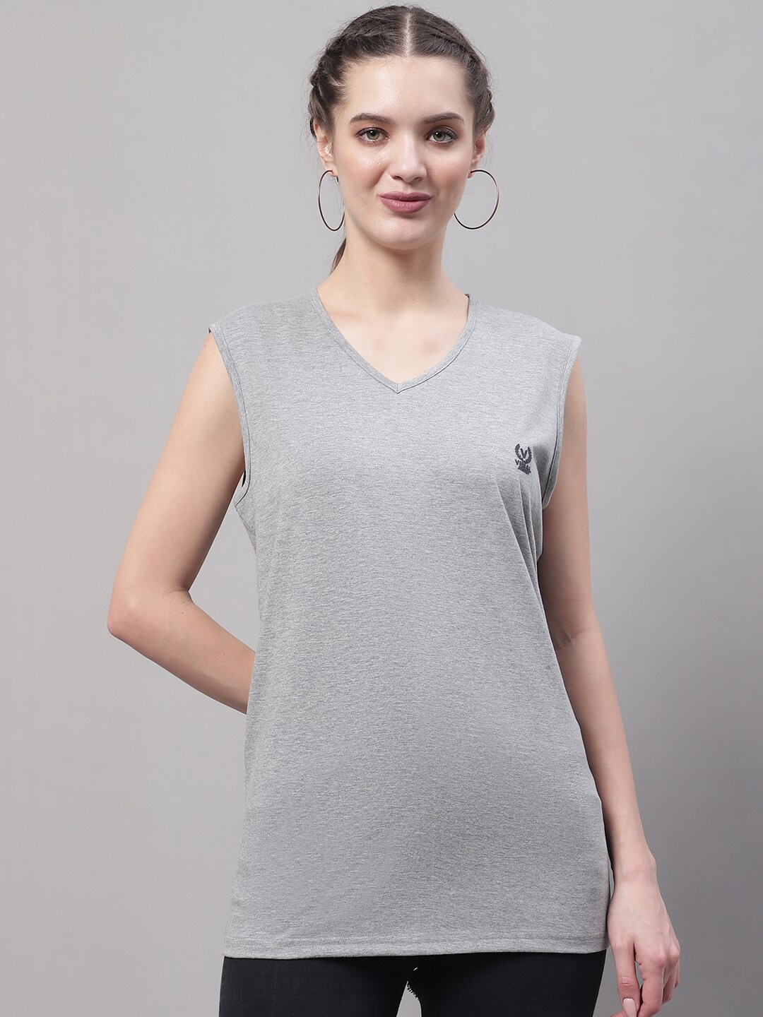 

VIMAL JONNEY V-Neck Sleeveless Cotton T-shirt, Grey