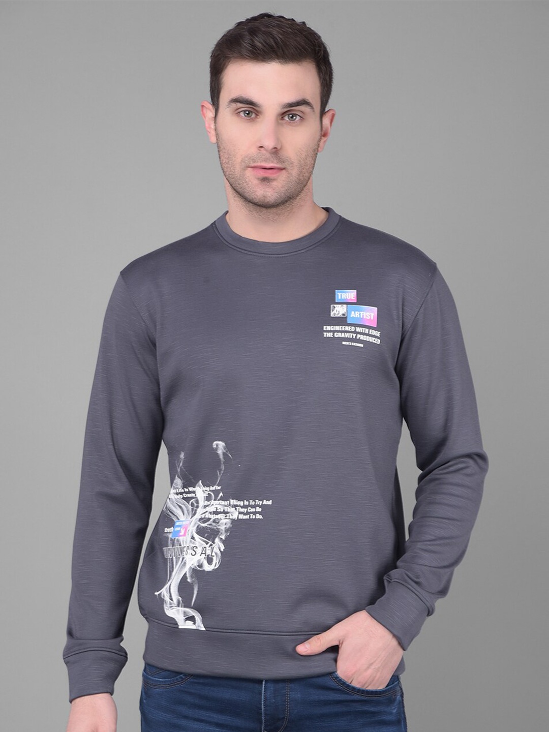 

COBB Men Navy Blue Printed Sweatshirt