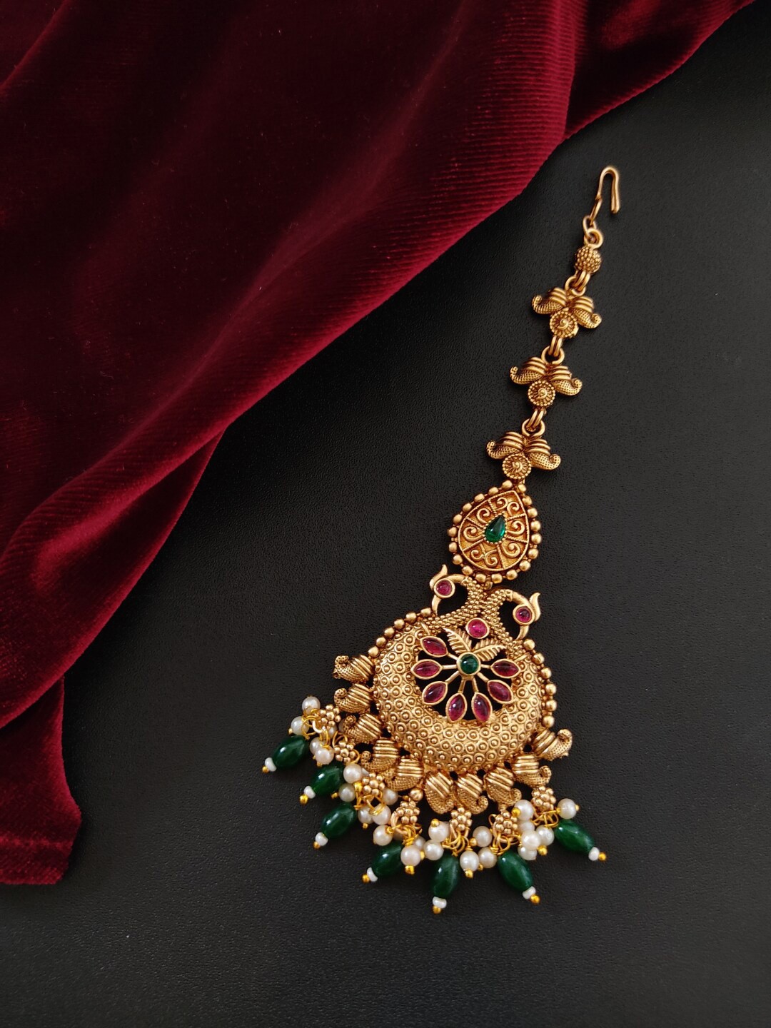 

Pihtara Jewels Gold Plated Maang Tikka