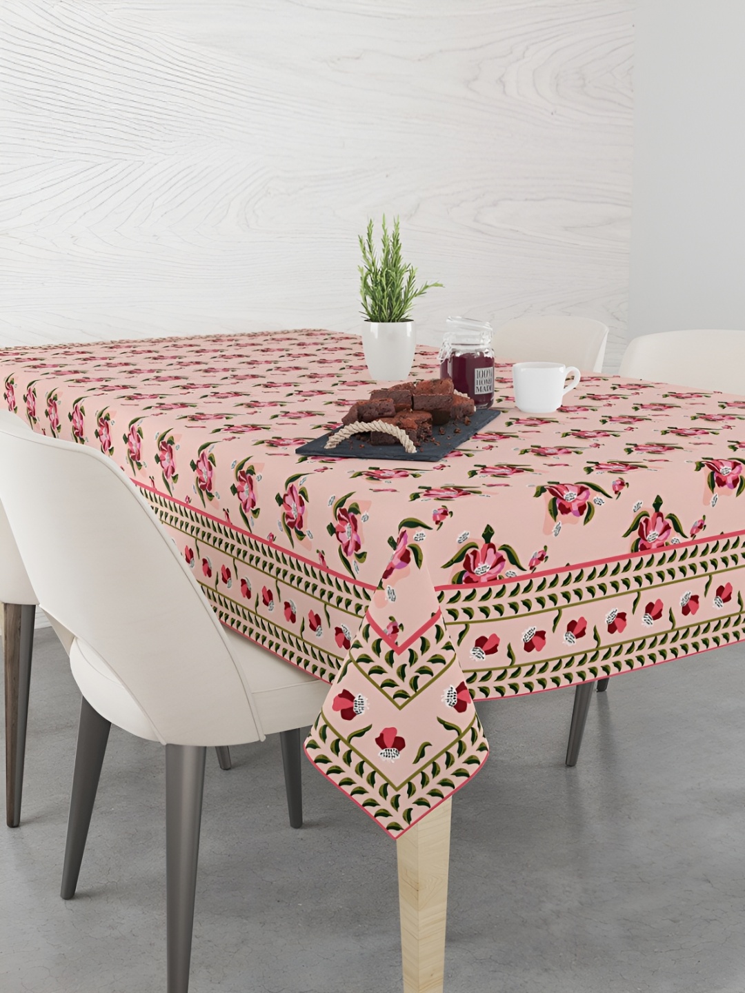 

Astitva Cream Pink Floral 6-Seater Cotton Anti-Slip Table Cover