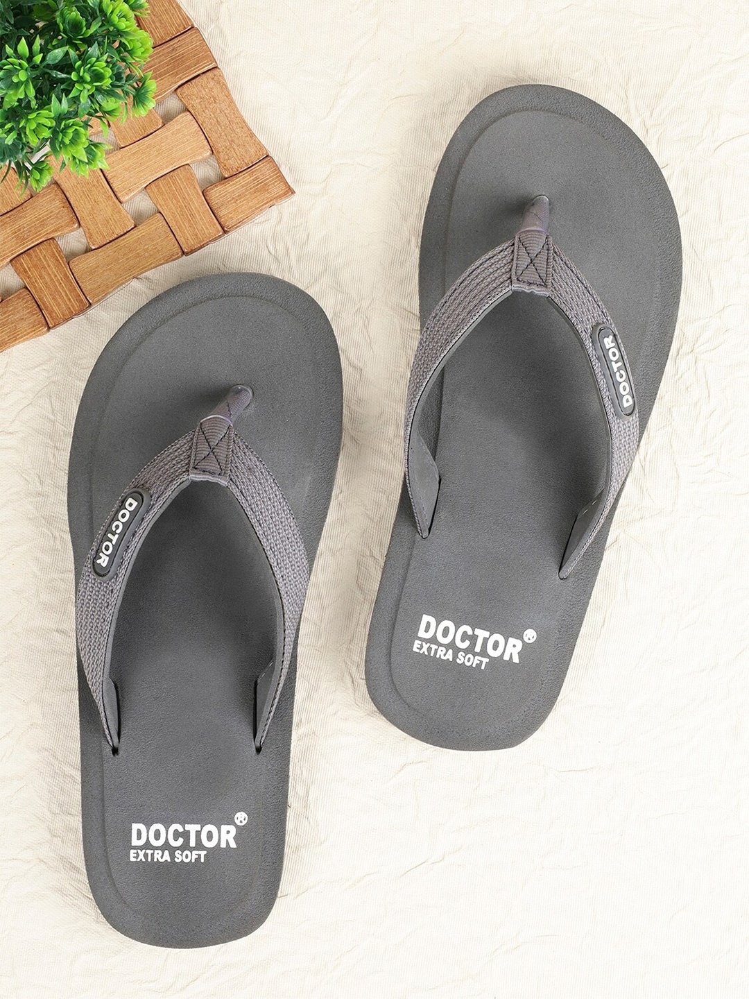 

DOCTOR EXTRA SOFT Women Anti-skid Rubber Thong Flip-Flops, Grey