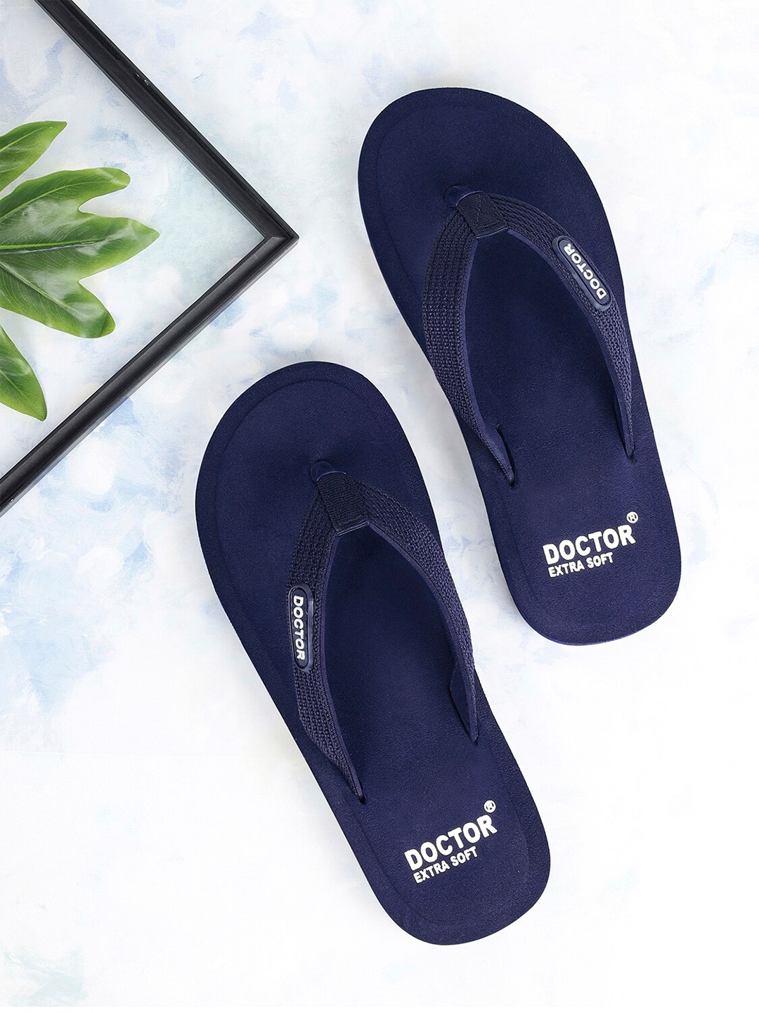

DOCTOR EXTRA SOFT Women Anti-skid Rubber Thong Flip-Flops, Navy blue