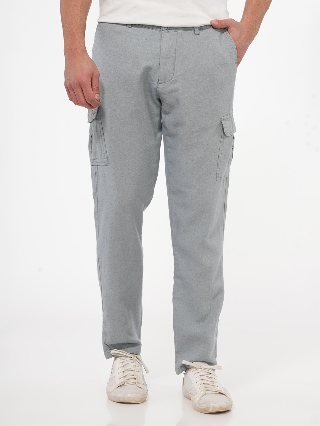

POE Men Smart Mid-Rise Cargos Trousers, Blue