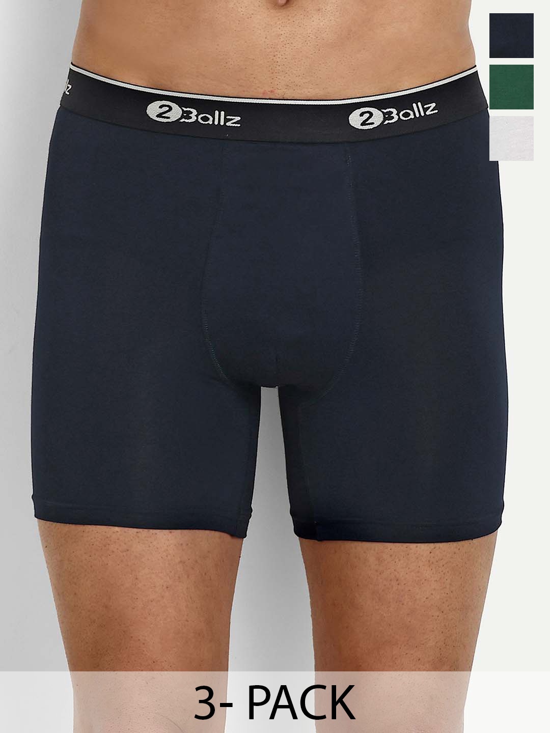 

2BALLZ Pack Of 3 Mid-Rise Trunks KBBGW-3-2BT, Sea green