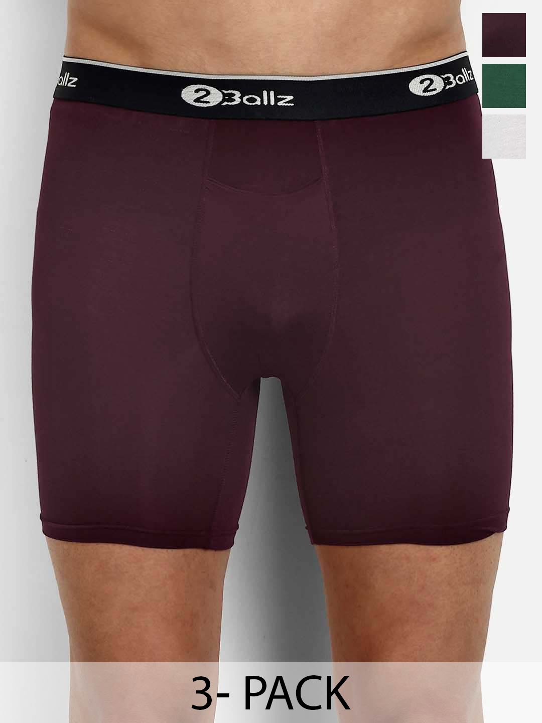 

2BALLZ Pack Of 3 Breathability Trunks BRBGW-3-2BT, Red