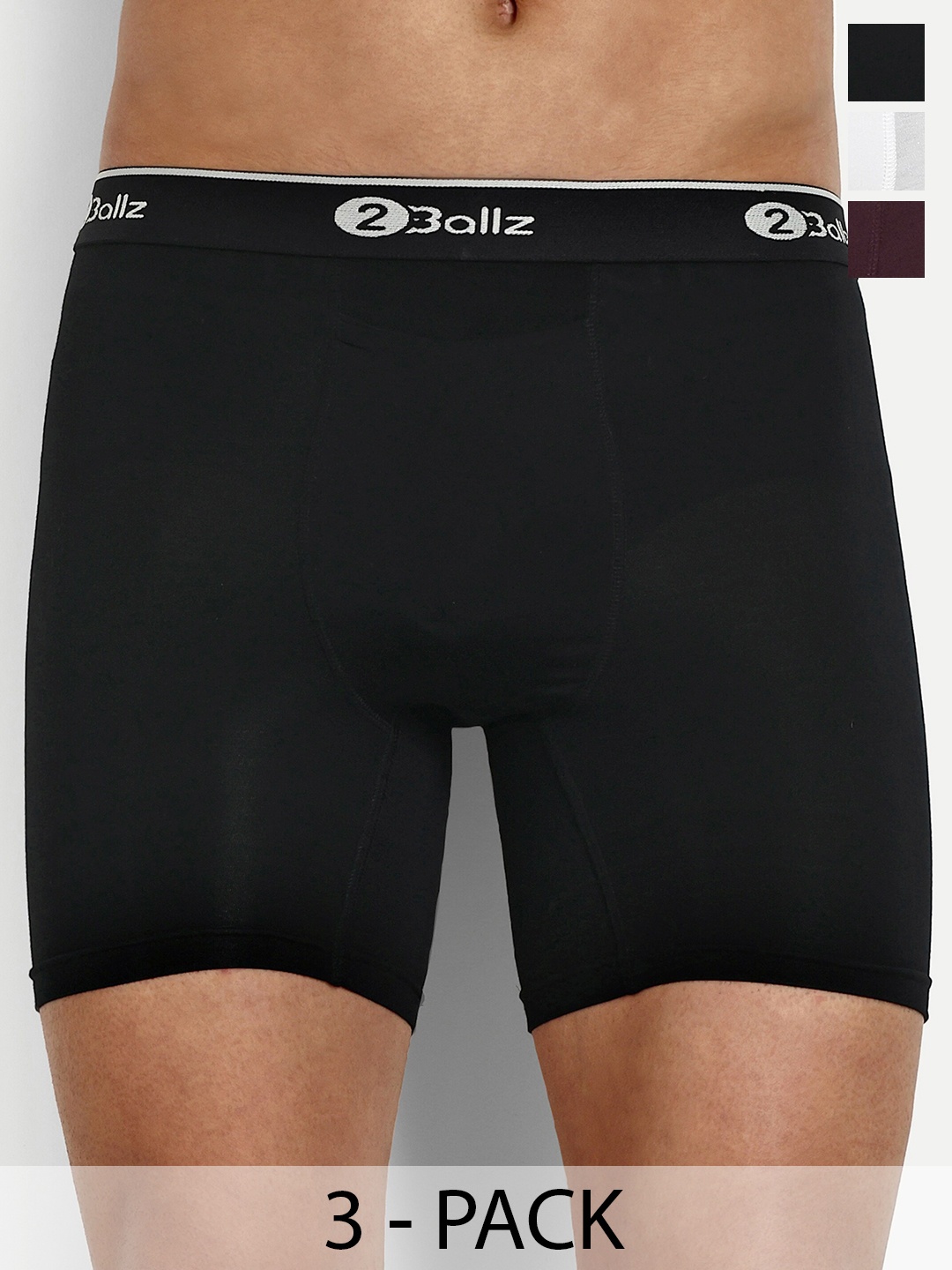 

2BALLZ Pack Of 3 Snug Fit Trunks BBRW-3-2BT, Maroon