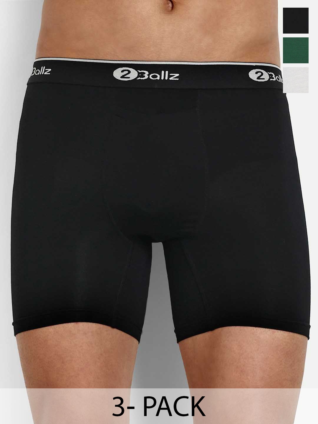 

2BALLZ Pack Of 3 Breathability Trunks BGBW-3-2BT, Black