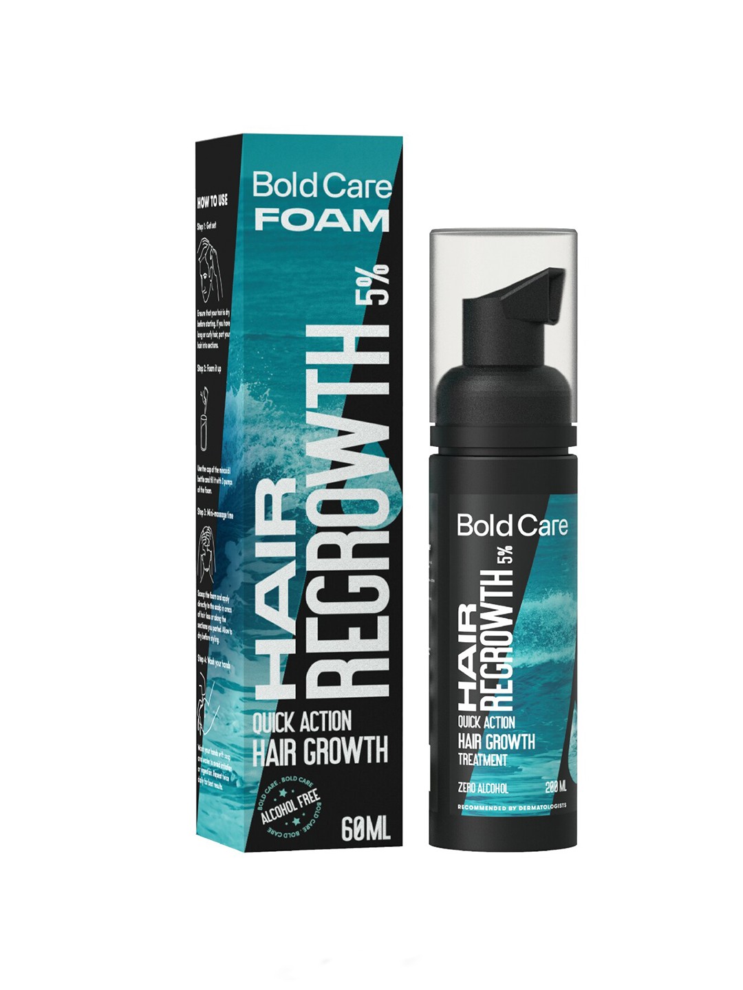 

Bold Care Men Topical Hair Growth Foam - 60ml, Blue