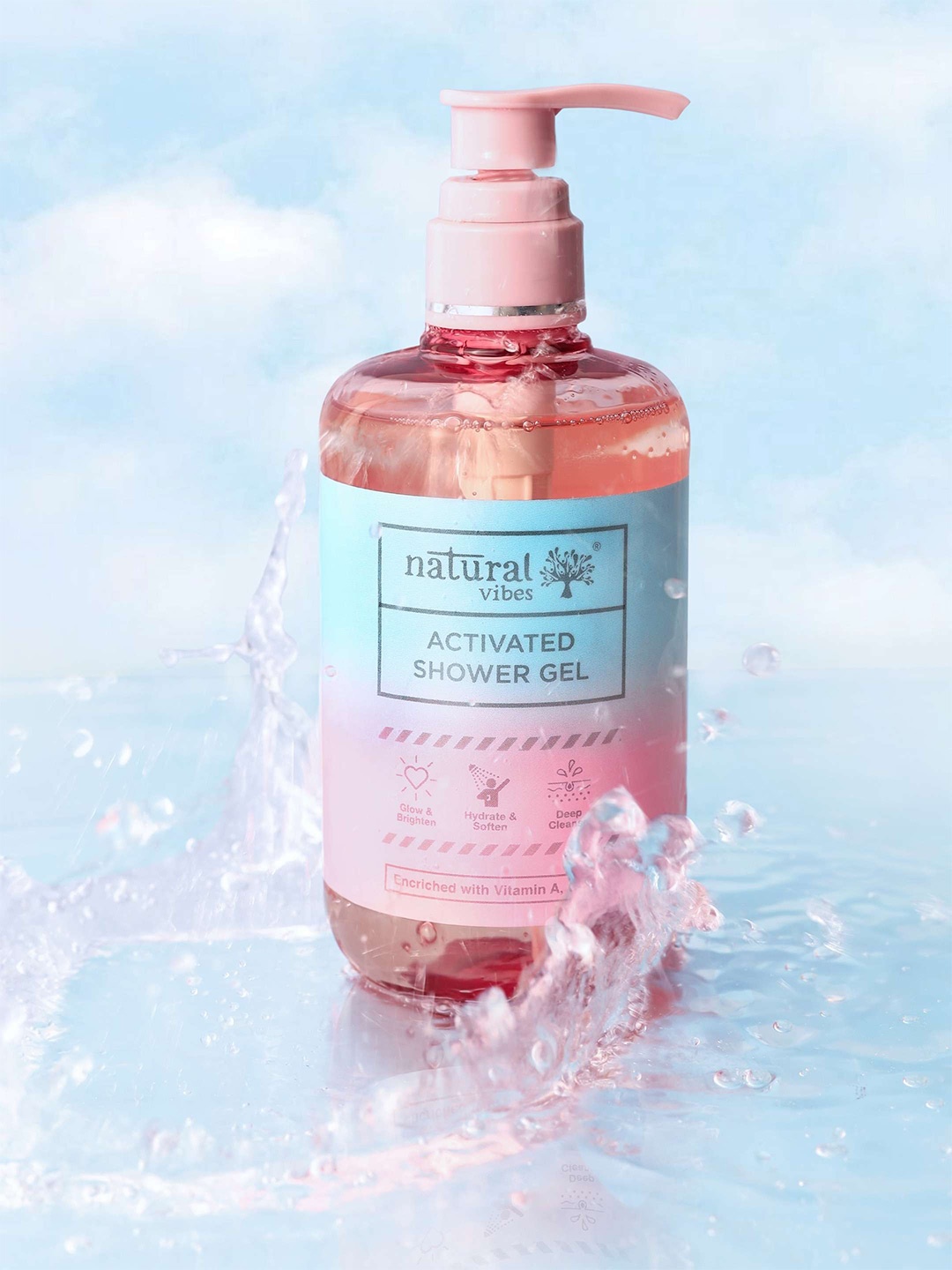 

natural vibes Activated Shower Gel Body Wash For Deep Cleansing - 300ml, Pink