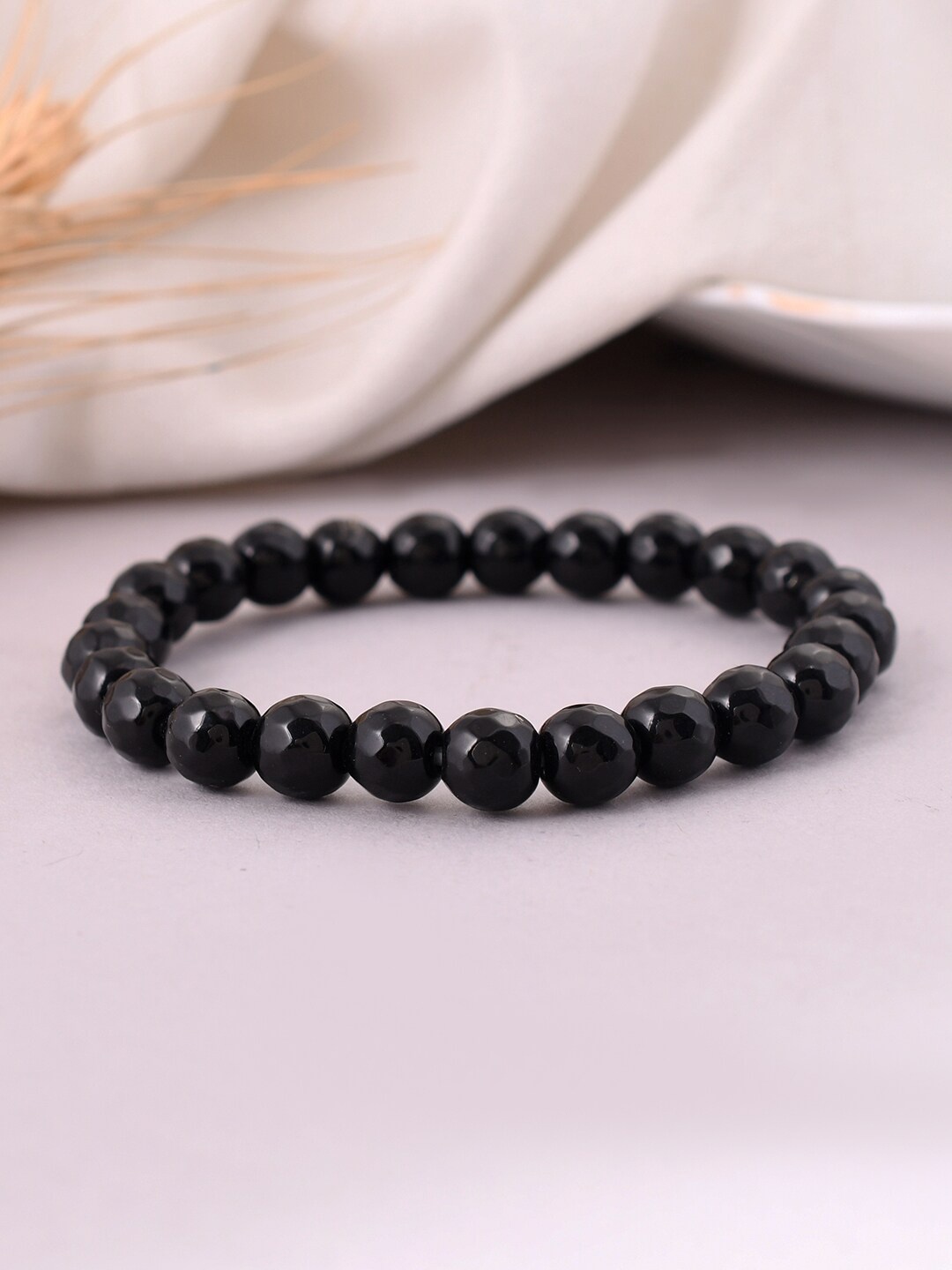 

Silvermerc 925 Women Artificial Beads Beaded Bracelet, Black