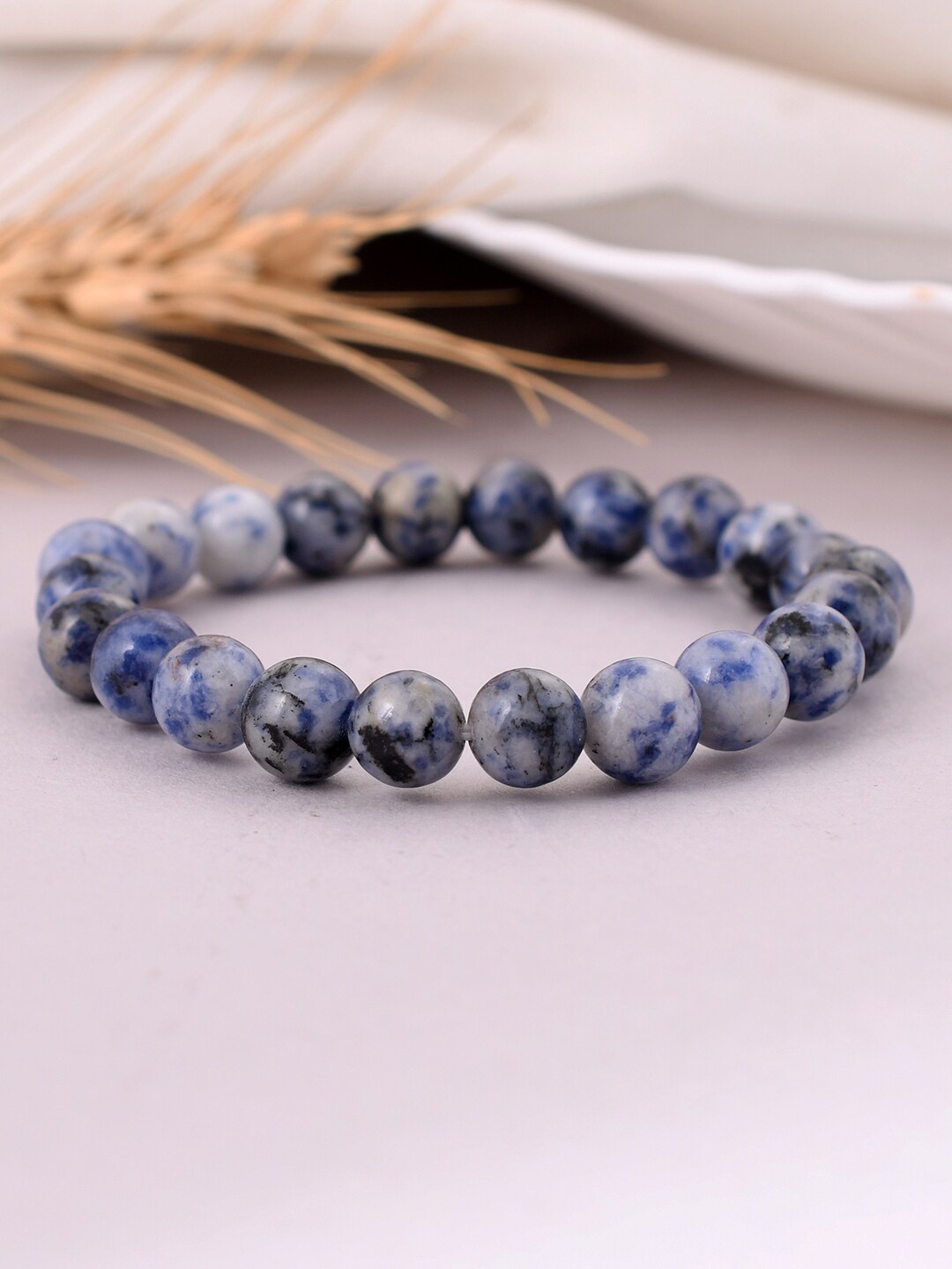 

Silvermerc 925 Onyx Silver Elasticated Bracelet, Blue