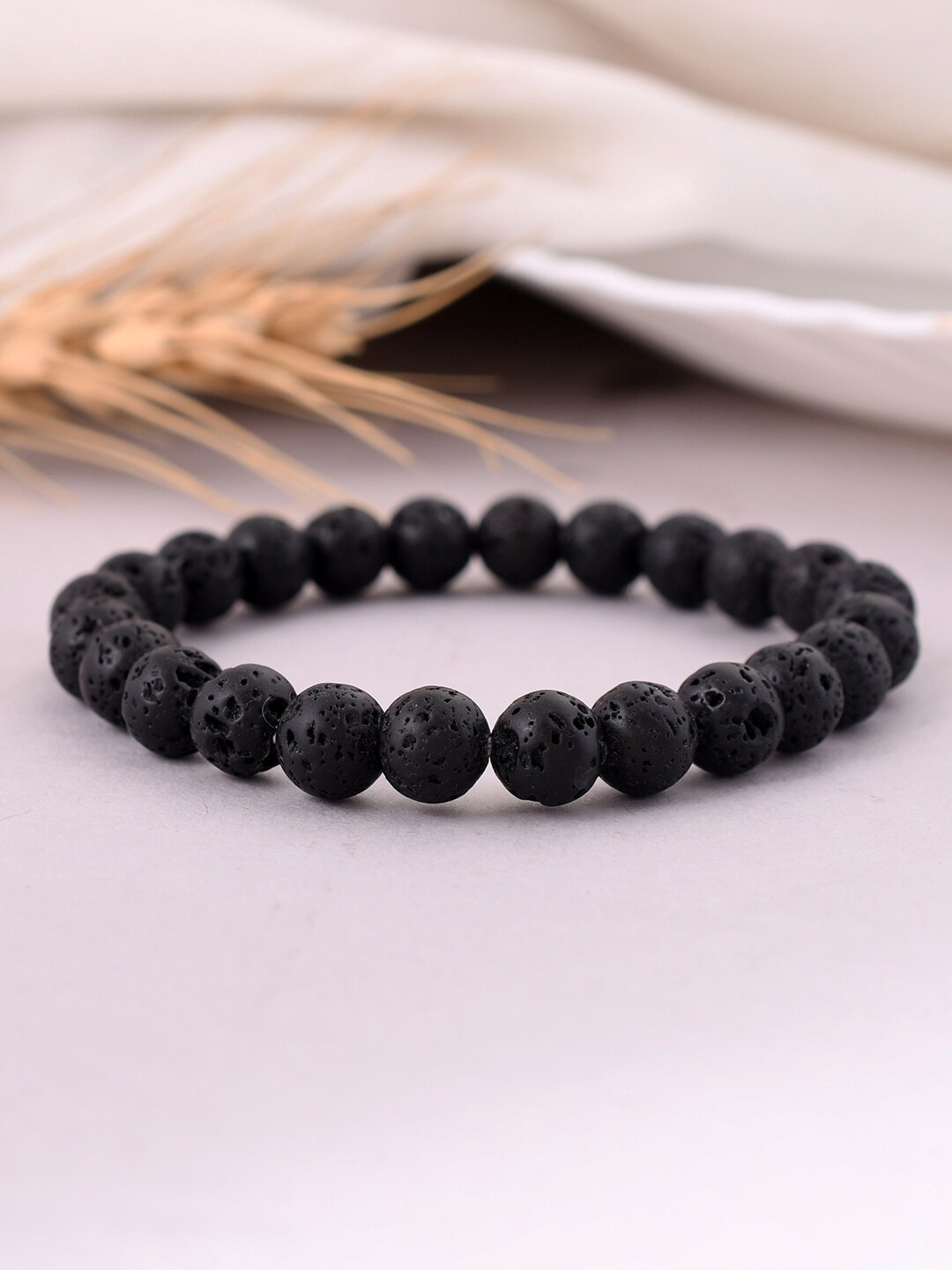 

Silvermerc 925 Women Artificial Beads Beaded Bracelet, Black