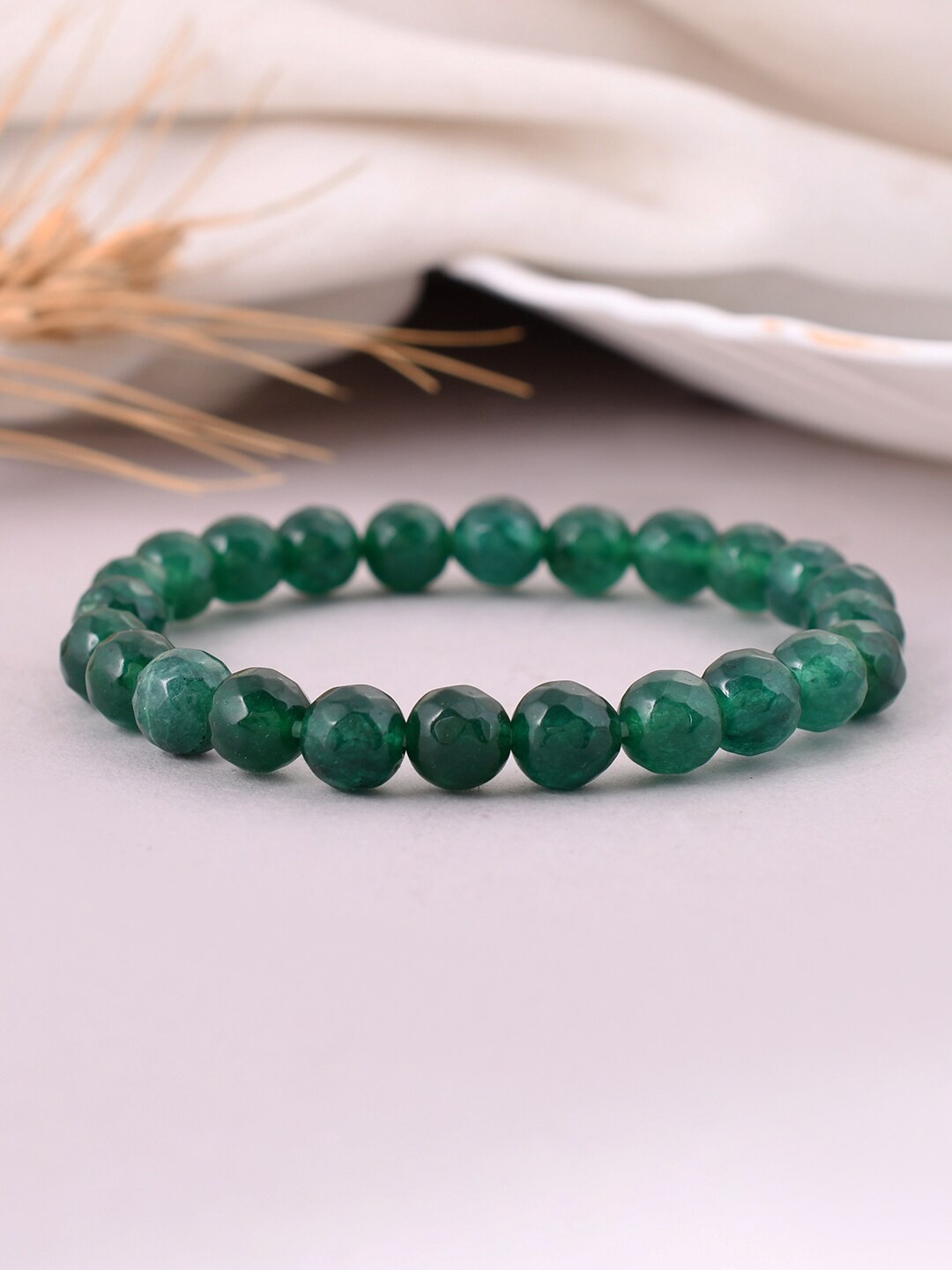 

Silvermerc 925 Women Artificial Beads Beaded Bracelet, Green