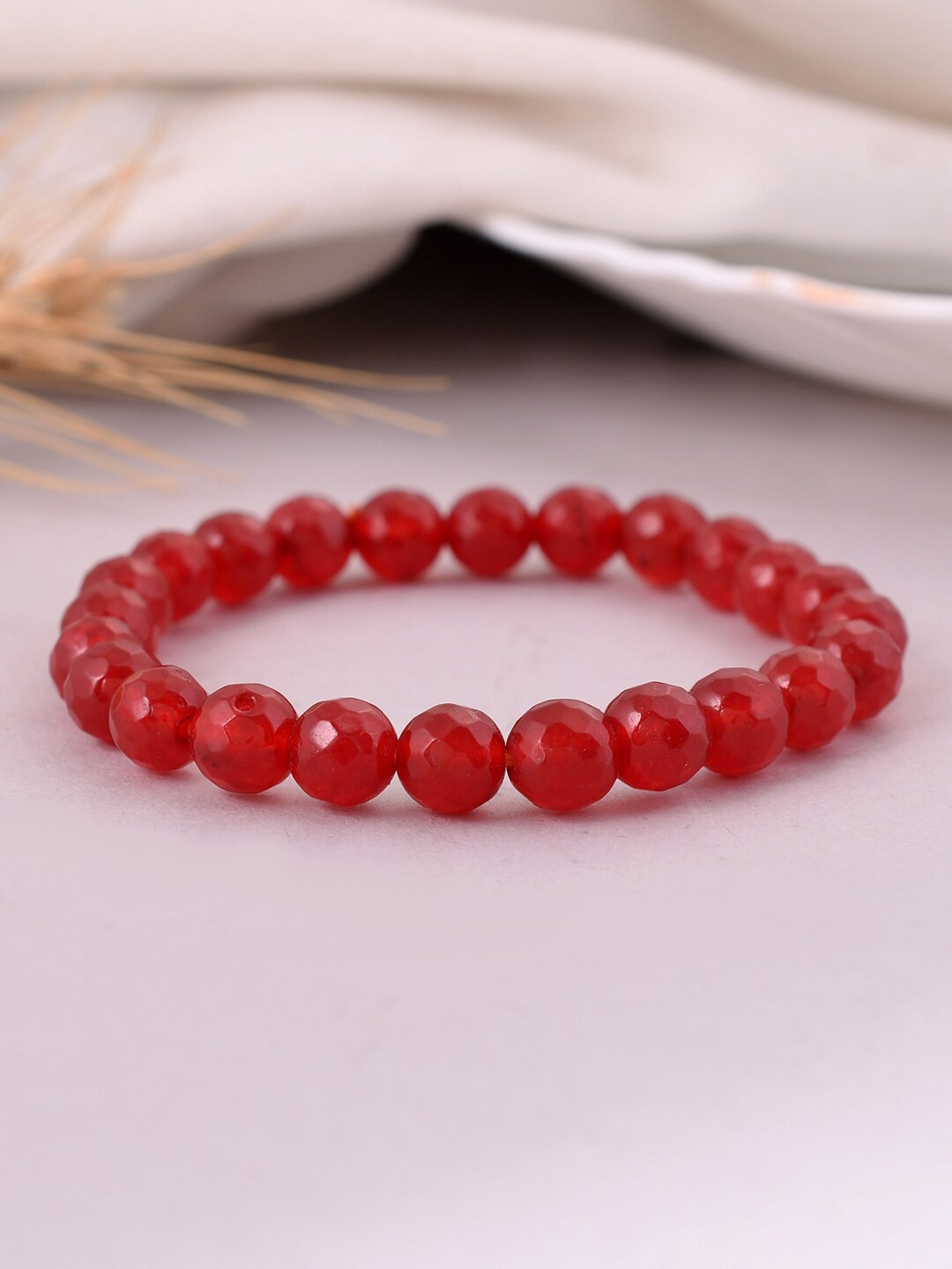 

Silvermerc 925 Onyx Silver Elasticated Bracelet, Red