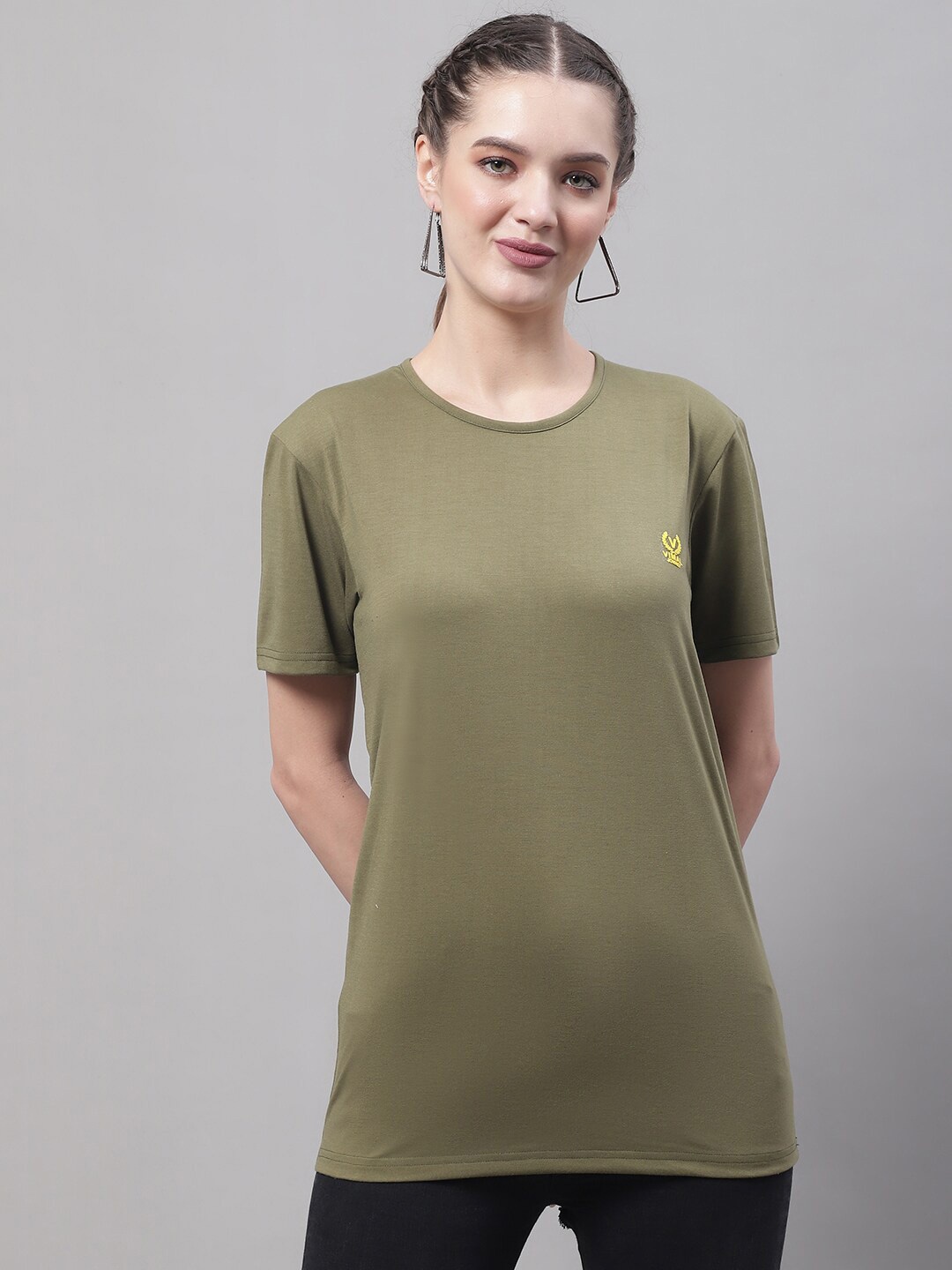

MACK JONNEY Women Green Pockets T-shirt