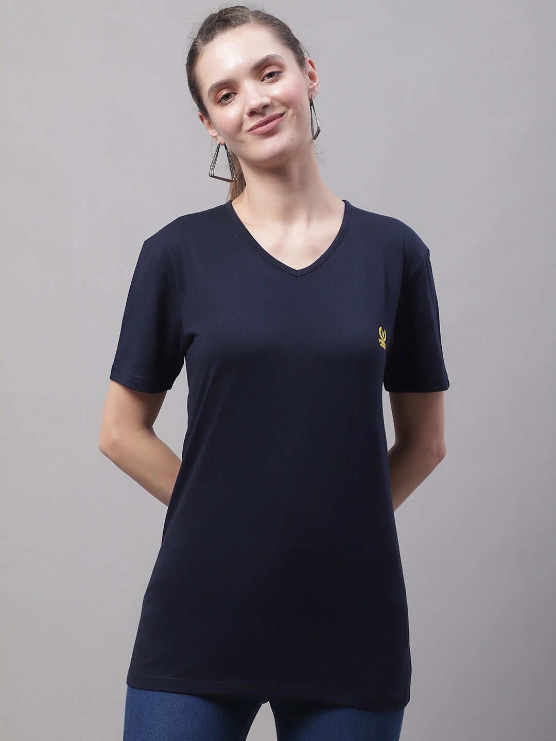 

MACK JONNEY V-Neck Cotton T-shirt, Navy blue