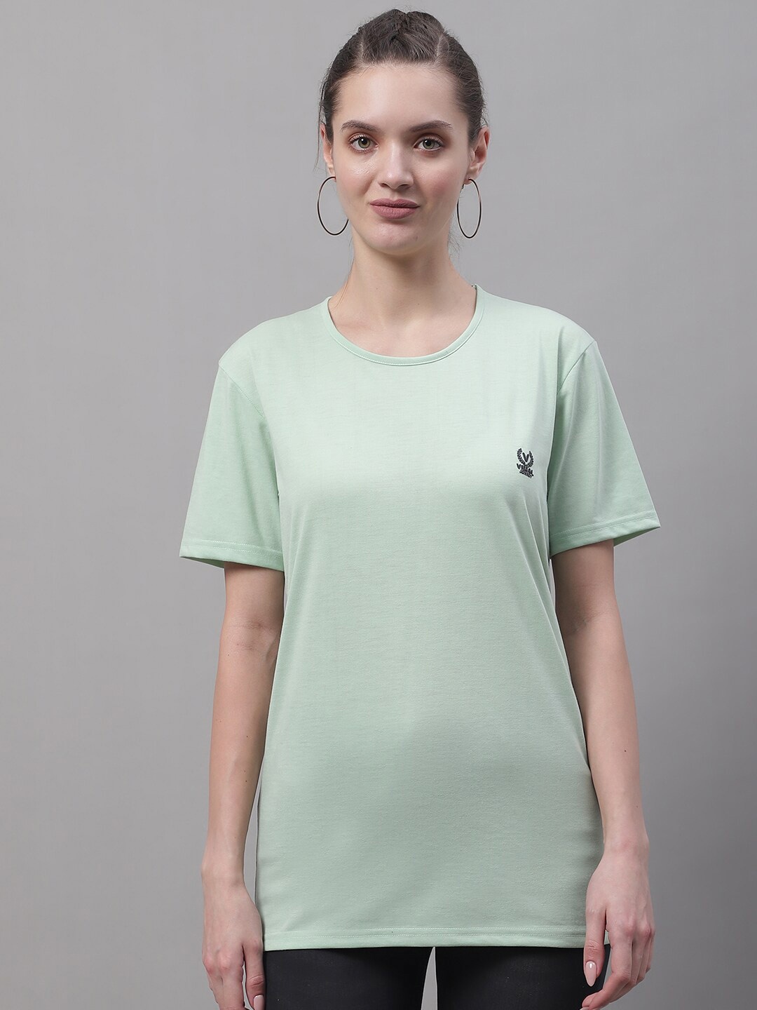 

MACK JONNEY Round Neck Longline Cotton T-shirt, Green