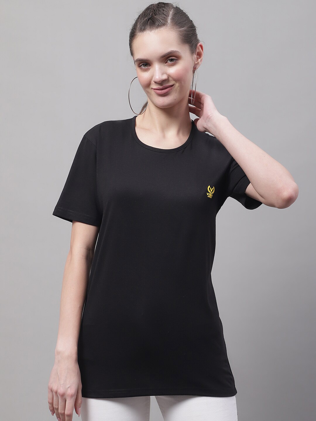 

MACK JONNEY Round Neck Short Sleeves Cotton T-shirt, Black