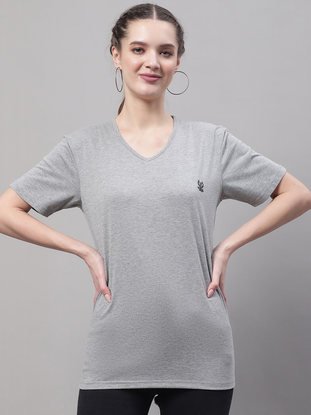 

MACK JONNEY V-Neck Cotton T-shirt, Grey