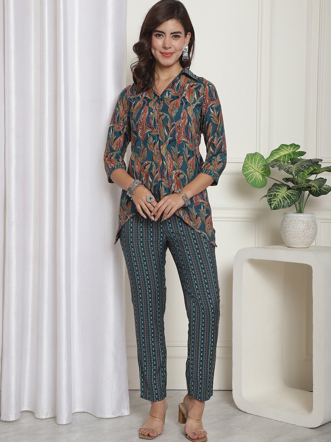 

Claura Printed Tunic & Trousers, Green