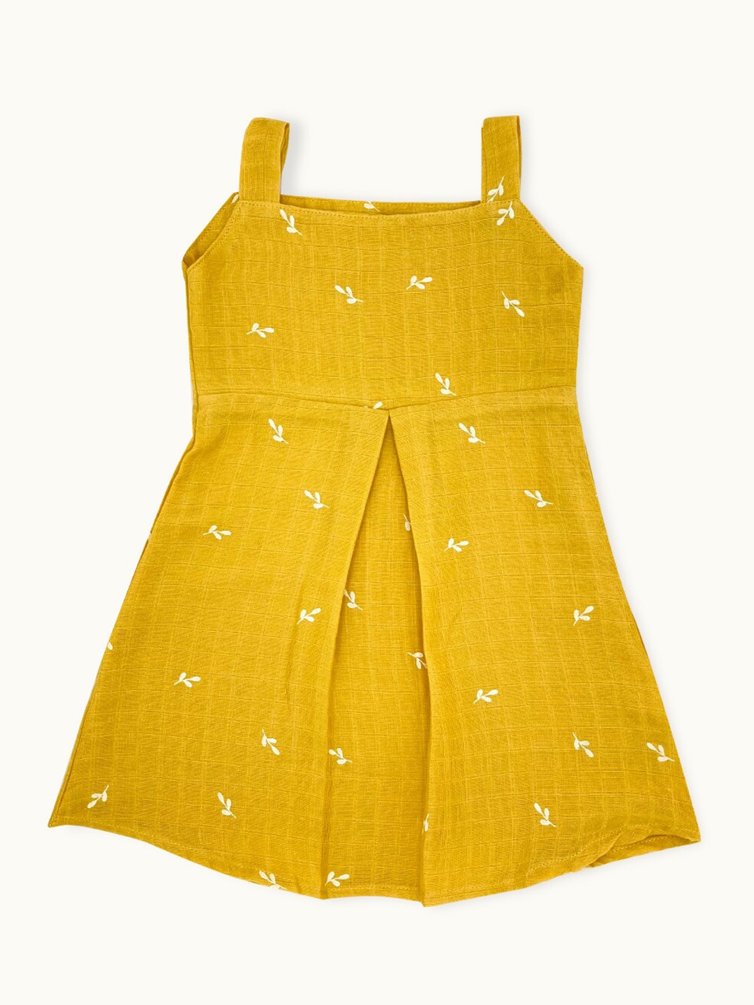 

BAESD Girls Polka Dot Square Neck Shoulder Straps Cotton Knee Length Fit & Flare Dress, Yellow