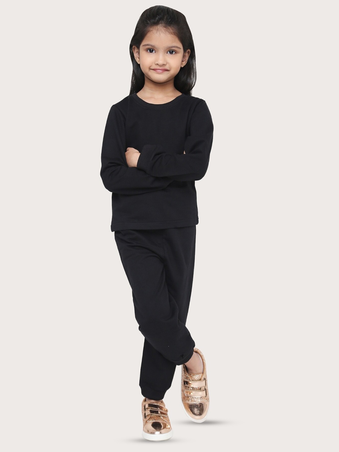 

BLANCD Girls Pure Cotton Sweatshirt With Jogger, Black