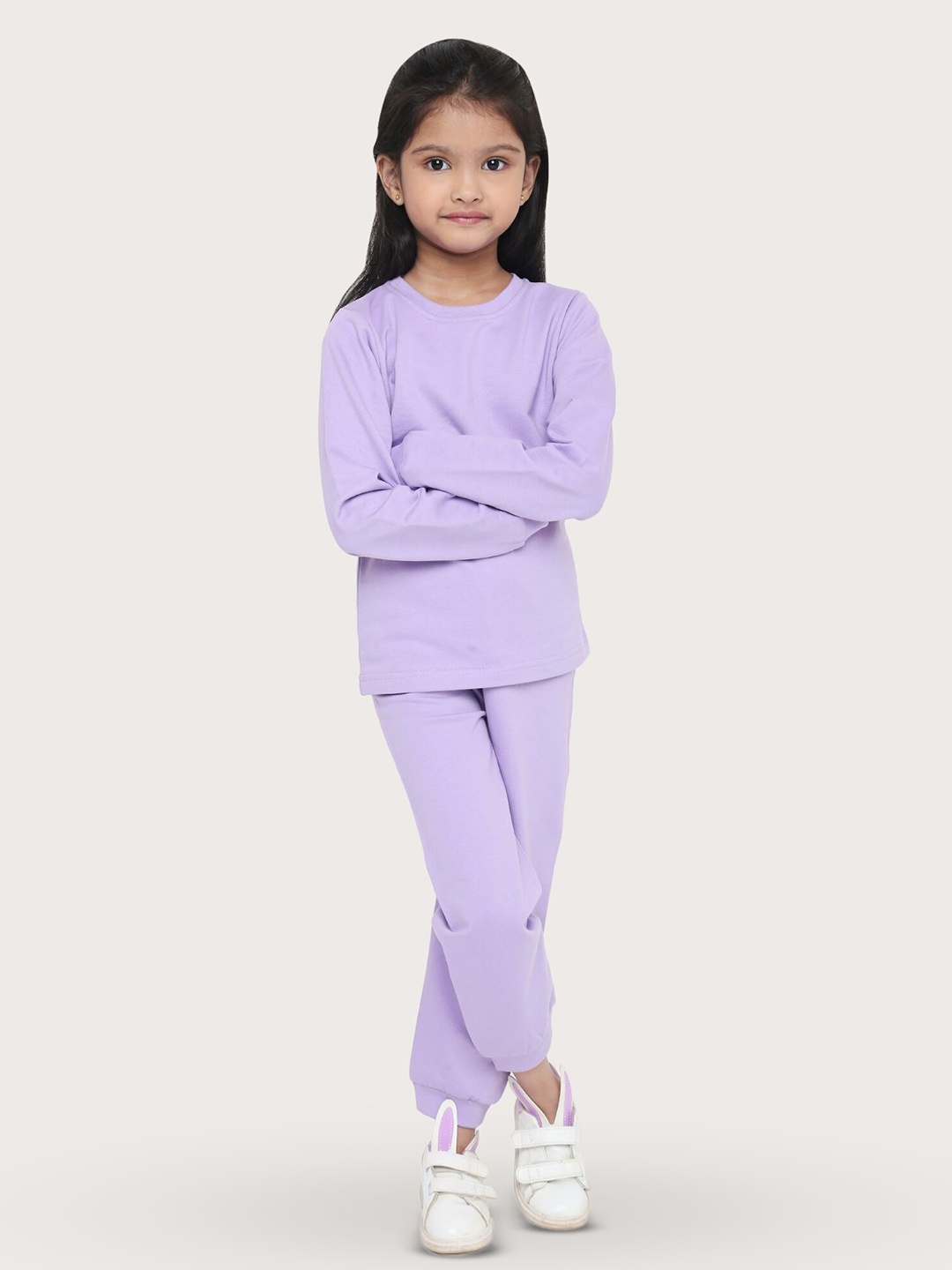 

BLANCD Girls Pure Cotton Sweatshirt With Jogger, Lavender