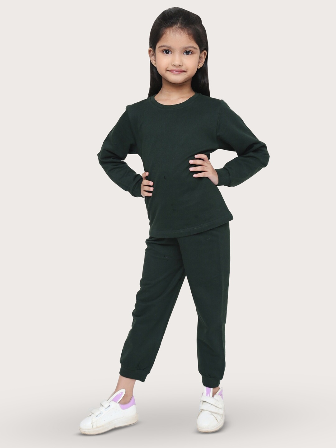 

BLANCD Girls Pure Cotton Sweatshirt with Joggers, Green