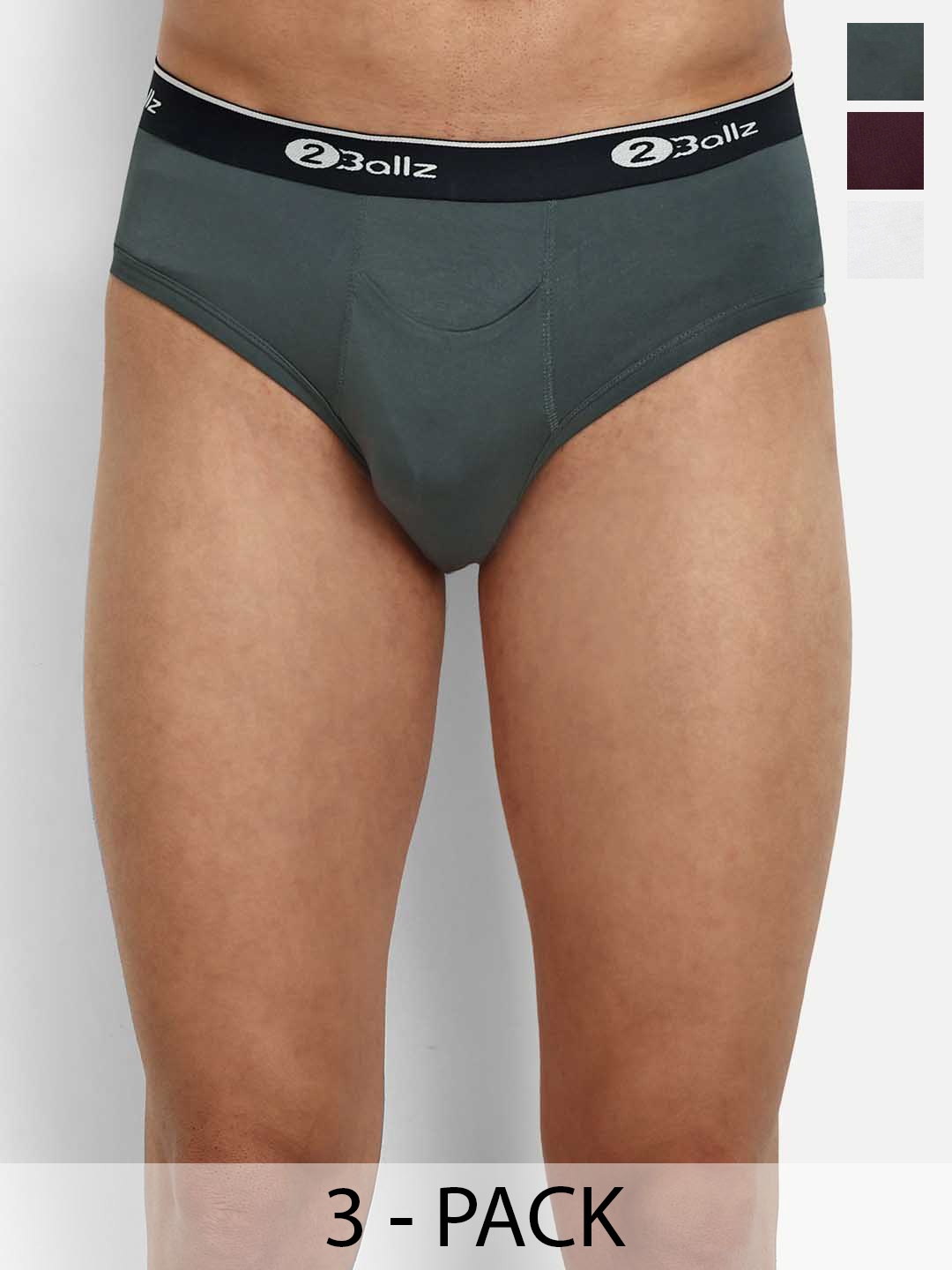 

2BALLZ Men Pack of 3 Boxer Briefs HBBBG-3-2BB, Red