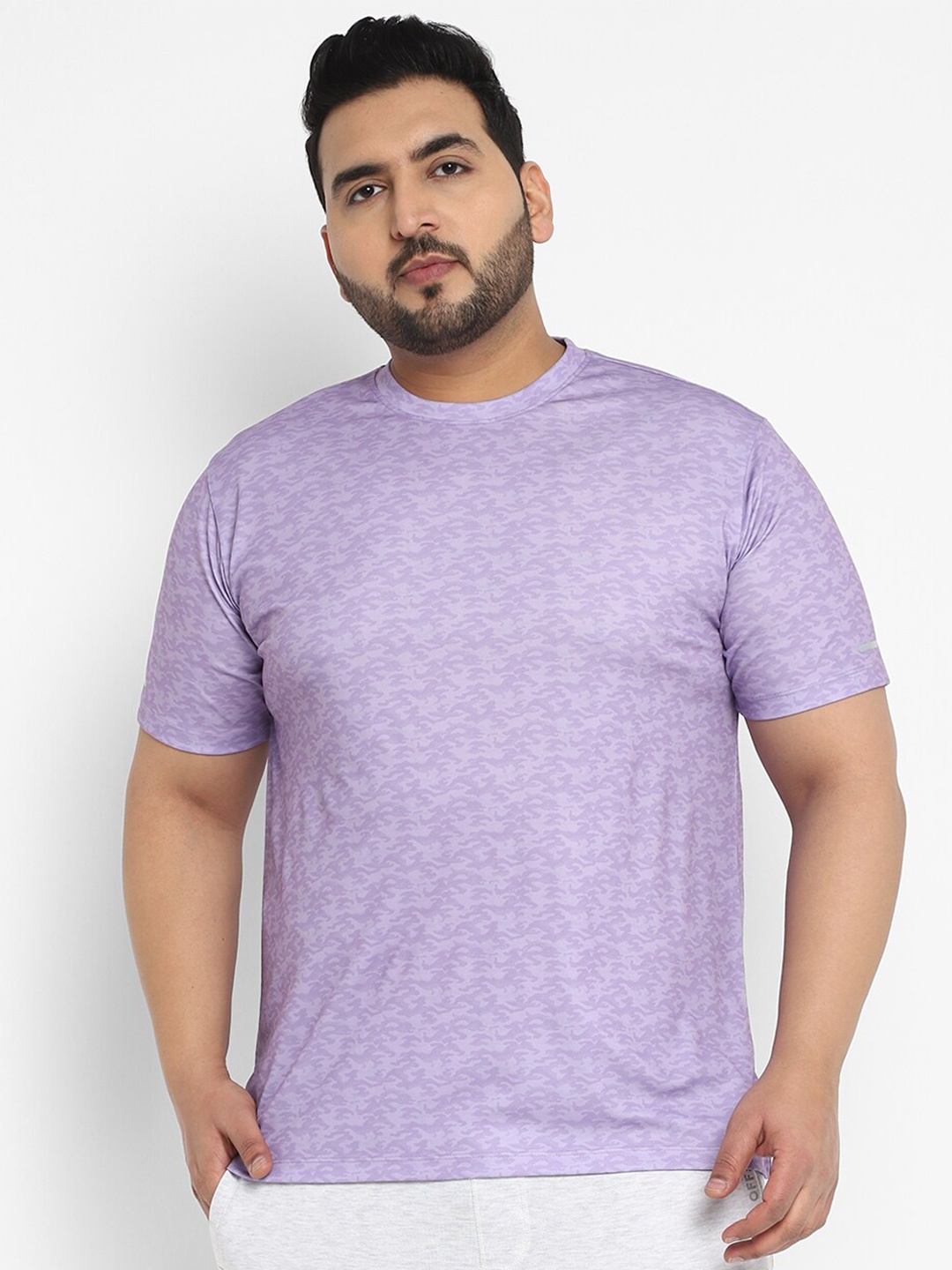 

Sztori Plus Size Active Wear Abstract Printed T-shirt, Purple