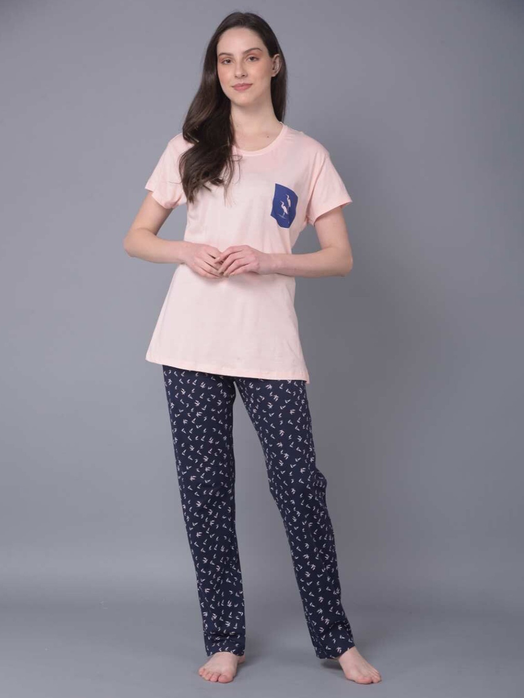 

Dollar Missy Printed Pure Cotton Night suit, Pink