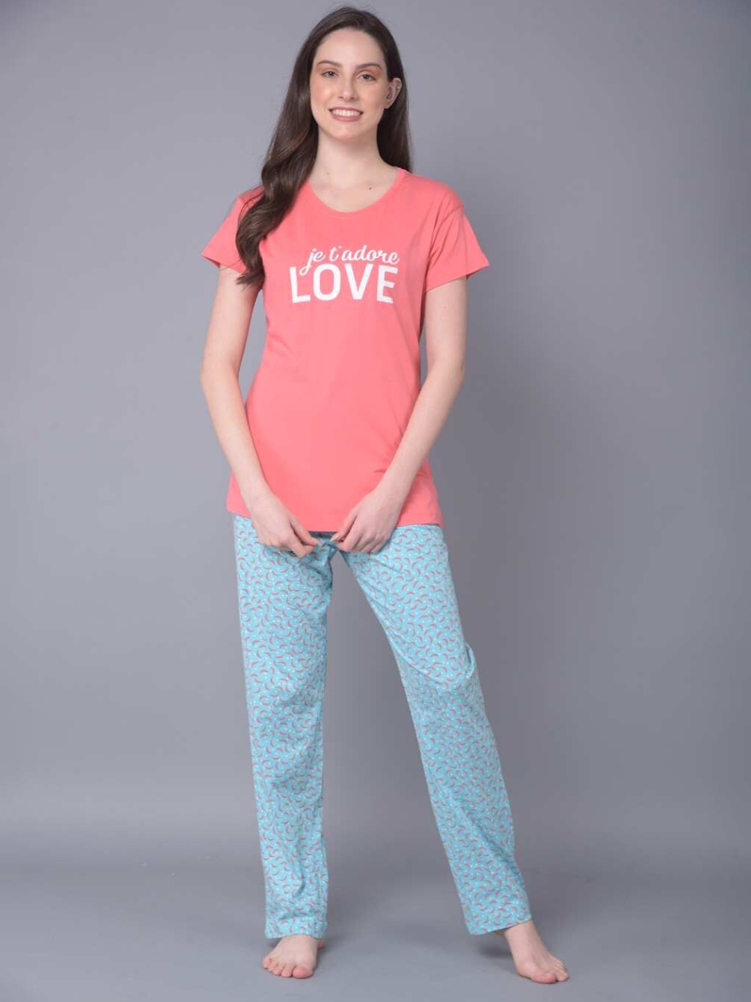 

Dollar Missy Printed Pure Cotton Night suit, Pink