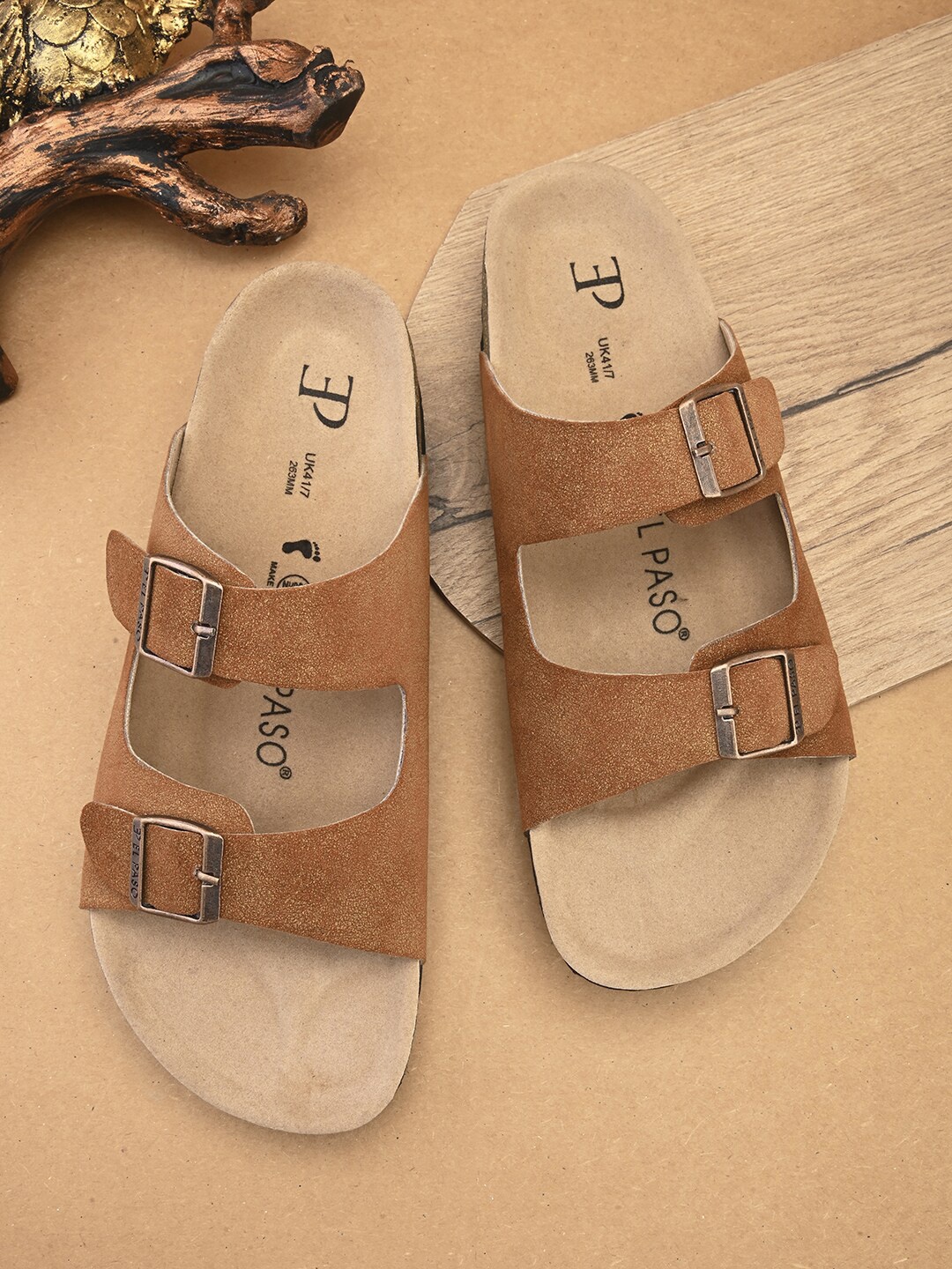 

El Paso Men Comfort Sandals With Buckle, Tan