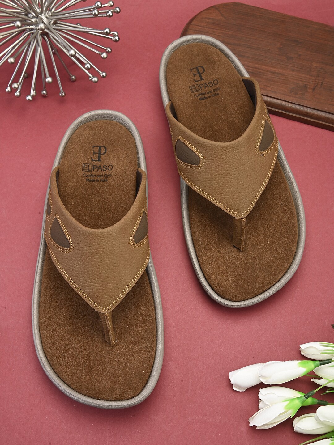 

El Paso Men Slip On Comfort Sandals, Tan