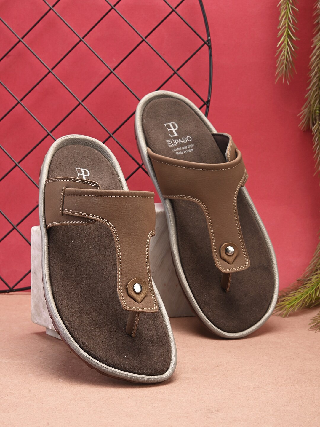 

El Paso Men Slip-On Comfort Sandals, Tan